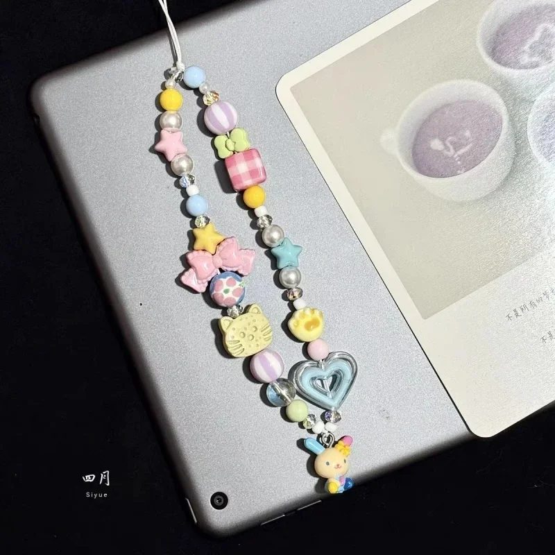 Phone Accessories Beads - Karikatür Usahana Renkli Boncuklu Telefon Süsü