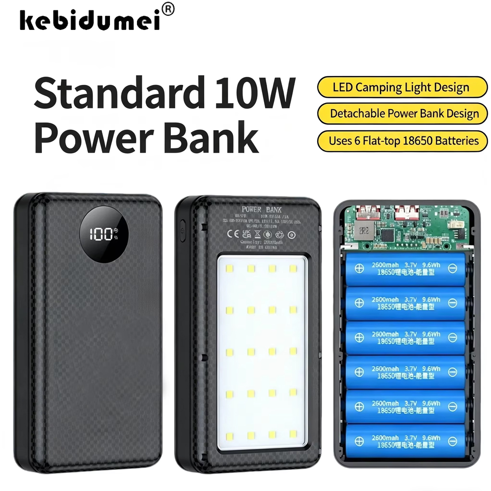 Portable Charger 20000Mah - KEBIDUMEI 6*18650 20000mAh güç bankası kılıfı