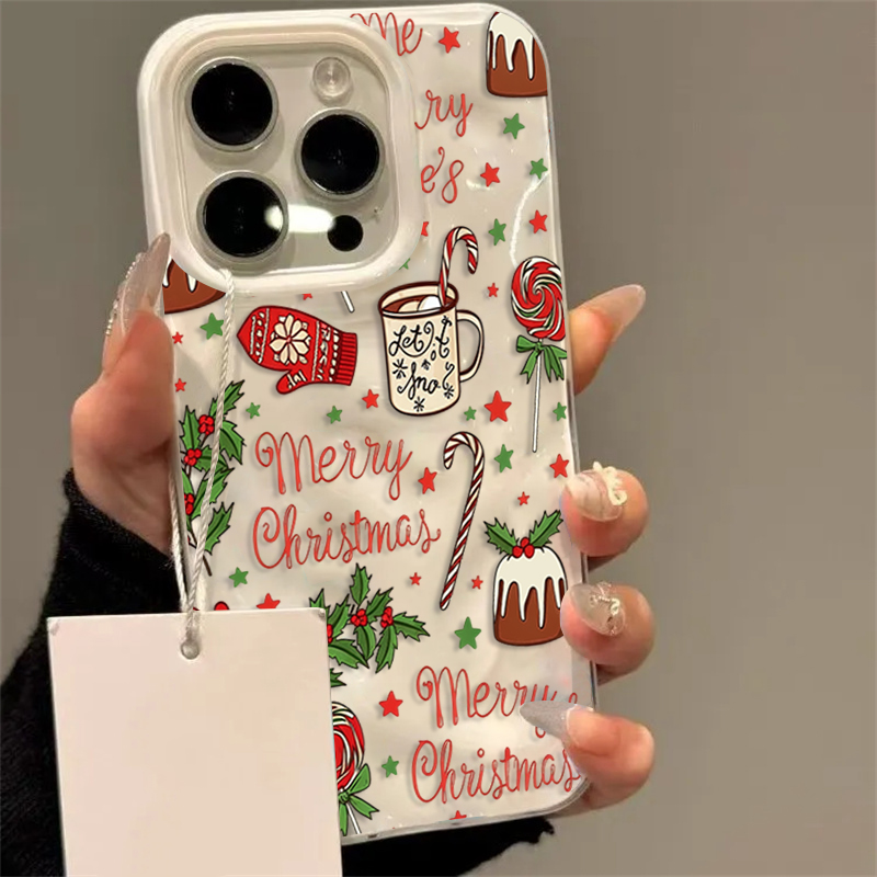 Phone Accessories List - Sevimli Şenlikli Noel Desenli Telefon Kılıfı